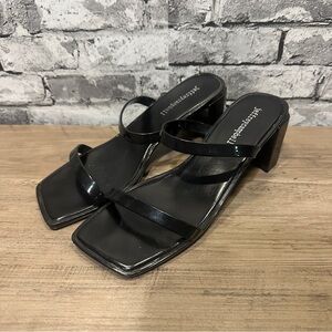 EUC Jeffrey Campbell Square Toe Black Strappy Heels Size 8
